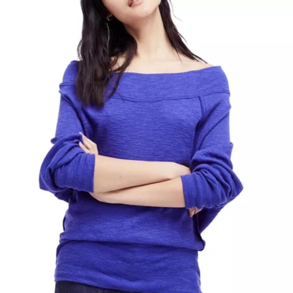 Free People We the Free Egyptian Blue Palisades Off the Shoulders sweater XS